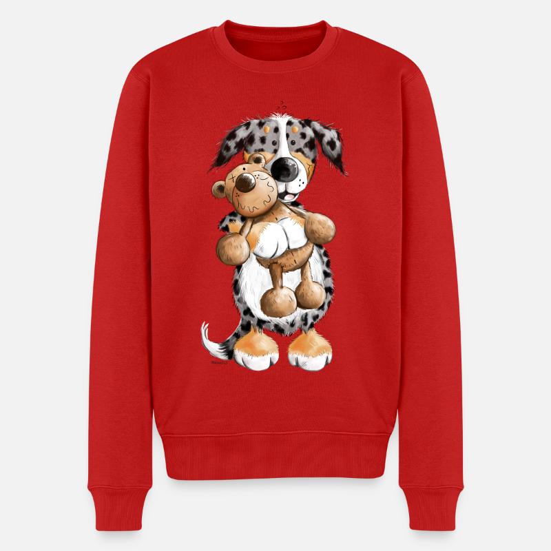 Australian Shepherd mit Teddy - Männer Premium Bio Pullover - Rot