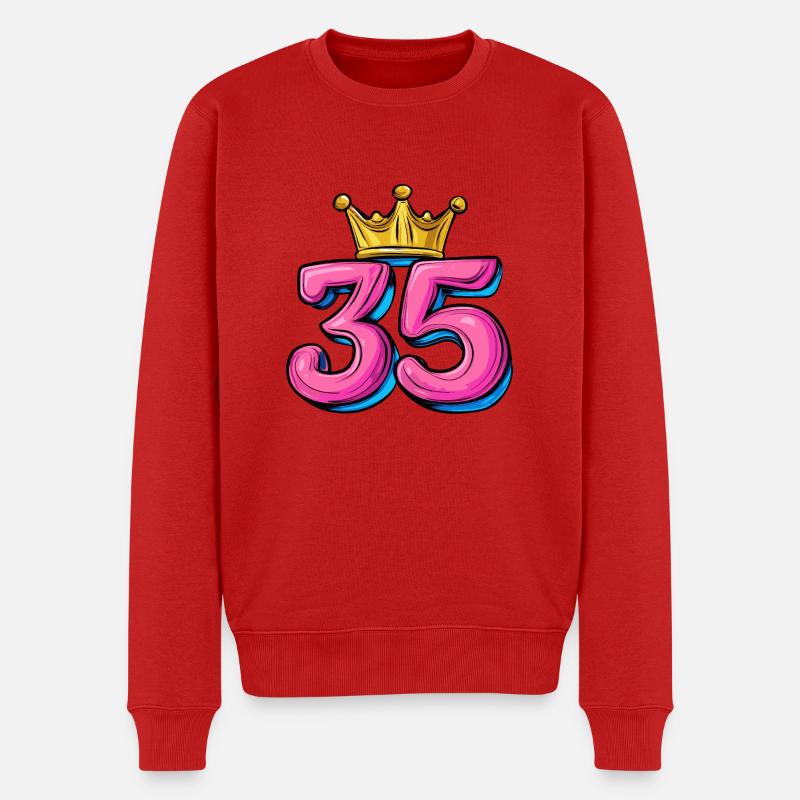 35 Zahl Krone - Männer Premium Bio Pullover - Rot