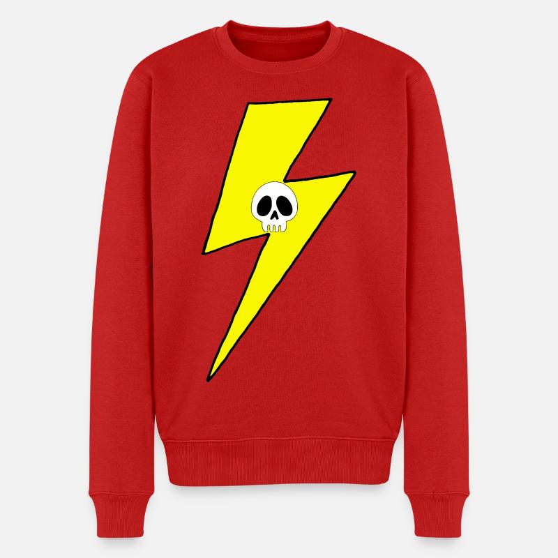 Éclair jaune avec crâne blanc - Pull Premium bio Homme - rouge
