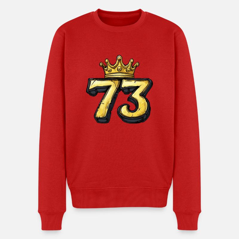 73 Zahl Krone - Männer Premium Bio Pullover - Rot