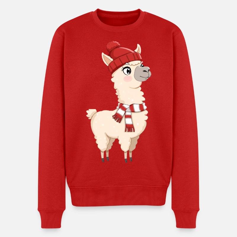 Winteralpaka mit Mütze und Schal - Männer Premium Bio Pullover - Rot