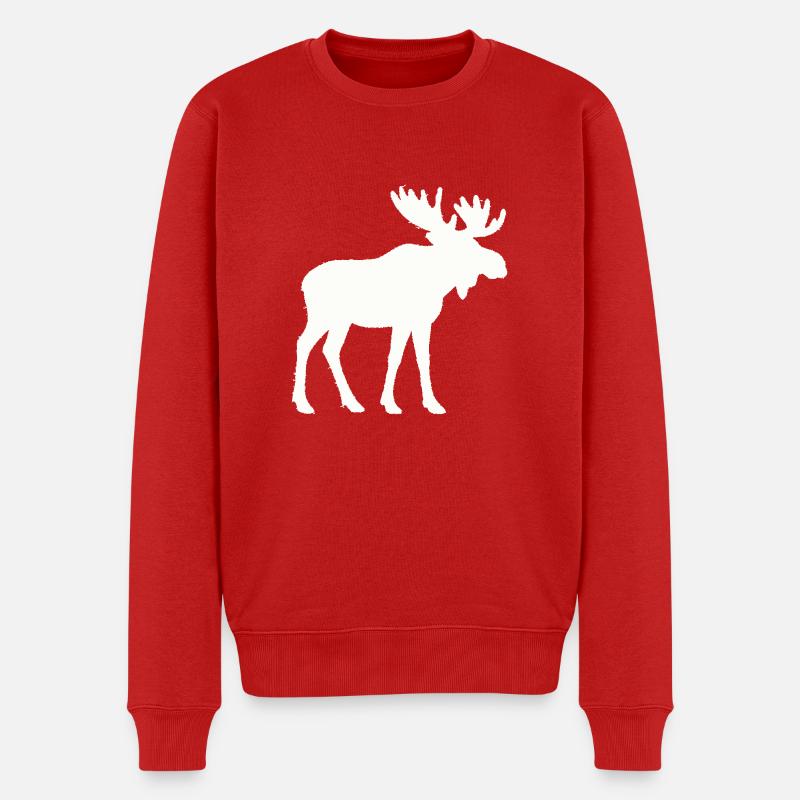 elch - Männer Premium Bio Pullover - Rot