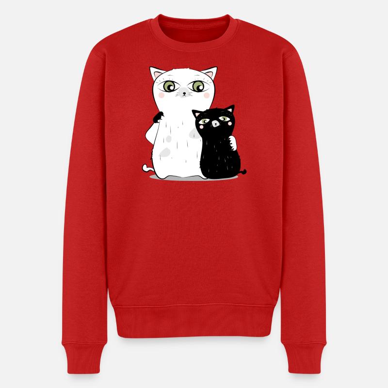 Chat Blanc & chat noir - Pull Premium bio Homme - rouge