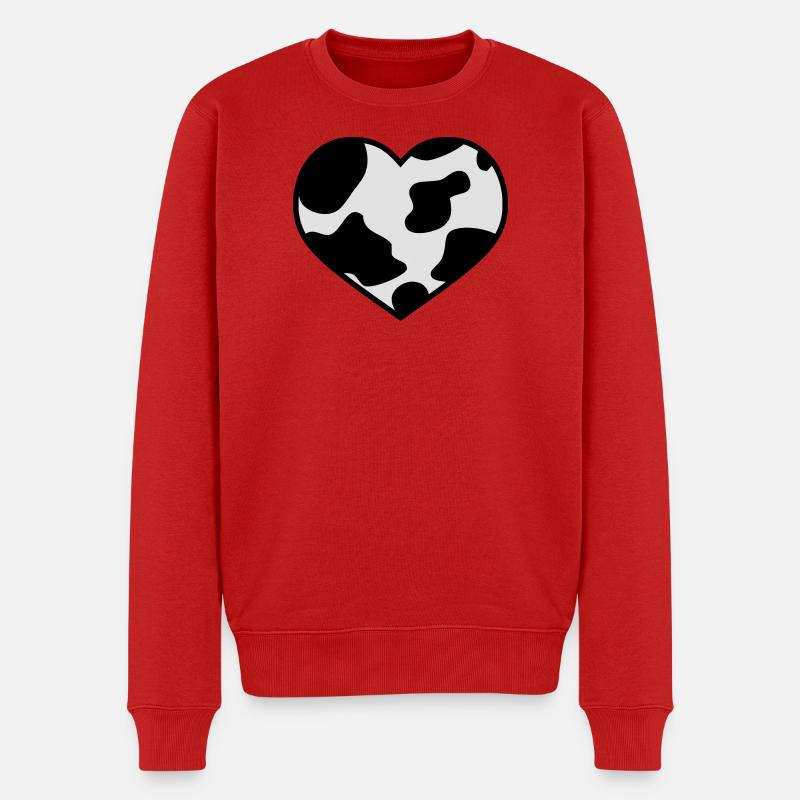 Kuh Herz - Männer Premium Bio Pullover - Rot