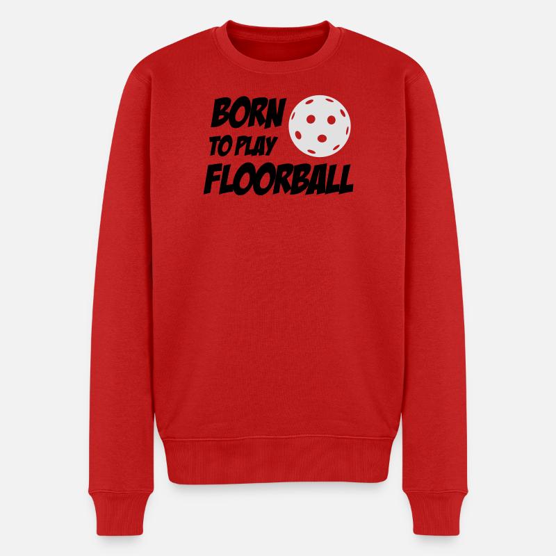 Born To Play Floorball - Männer Premium Bio Pullover - Rot