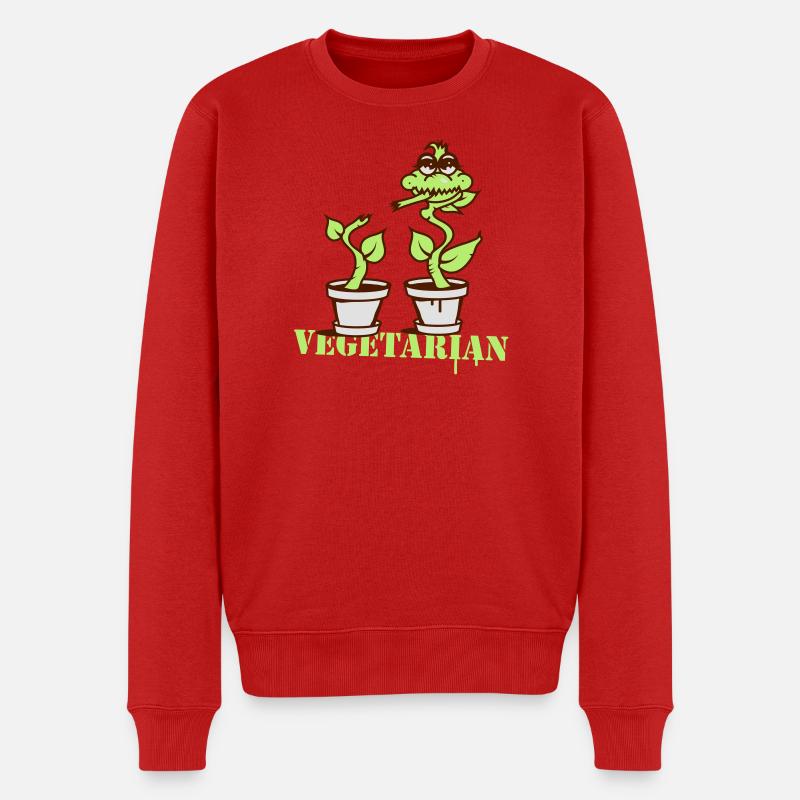 Fleischfressende Pflanze wird zum Vegetarier - Männer Premium Bio Pullover - Rot