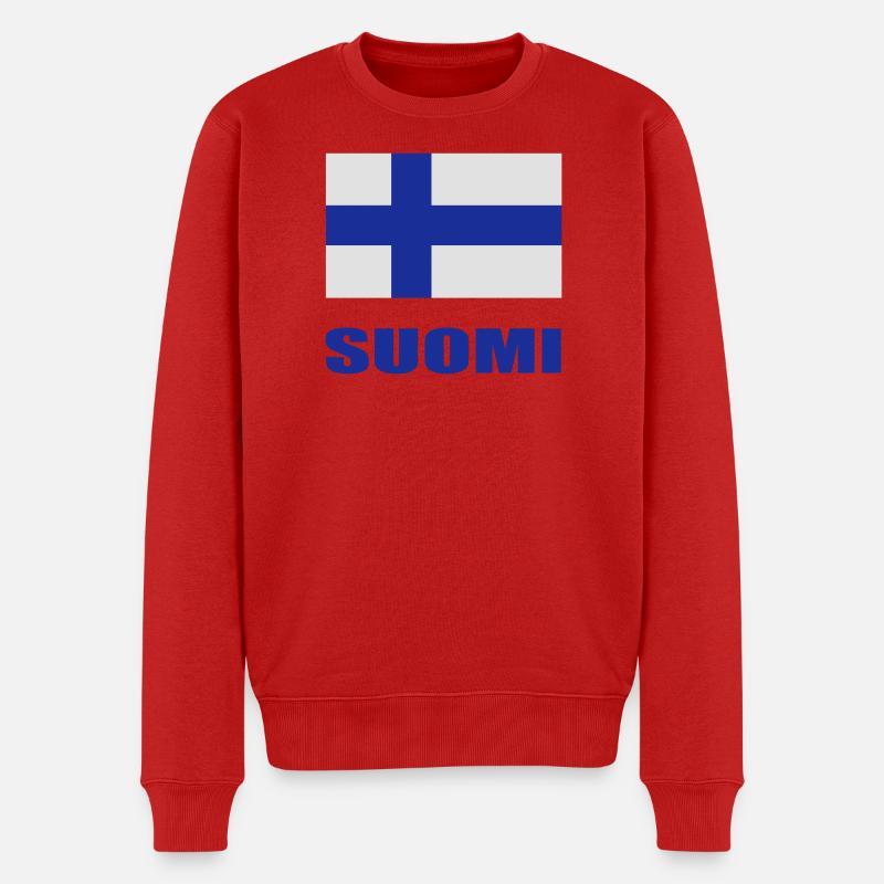 Finnische Flagge - Männer Premium Bio Pullover - Rot