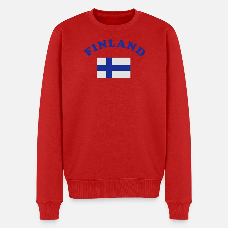 Finnische Flagge - Männer Premium Bio Pullover - Rot