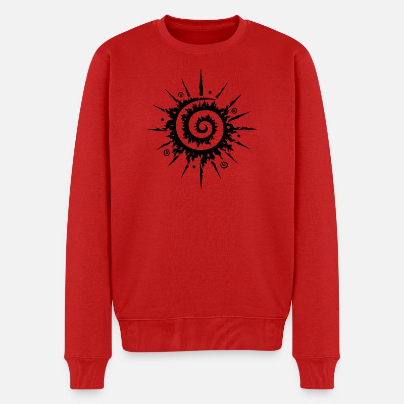 Mittsommer Sonne, Feuerrad - Männer Premium Bio Pullover - Rot