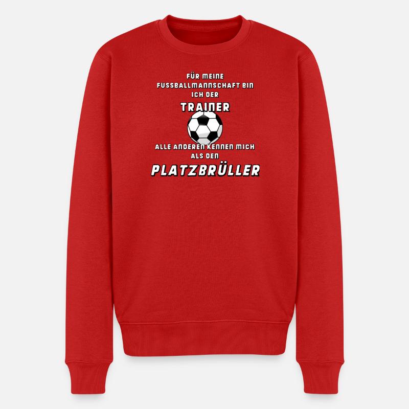 Ich bin Fussballtrainer und Platzbrüller - Männer Premium Bio Pullover - Rot