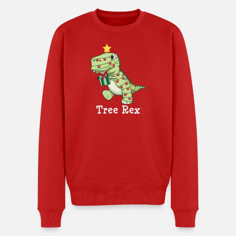 Angry Tree Rex Xmas Dinosaur Christmas Lights - Männer Premium Bio Pullover - Rot