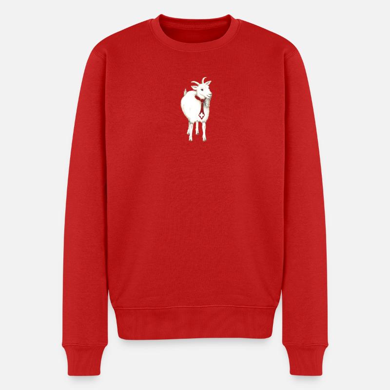 Lustige "Ziege mit schweizer Kravatte" - Männer Premium Bio Pullover - Rot