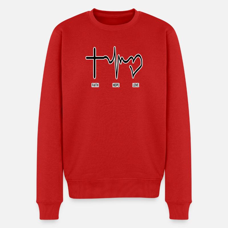Faith, hope, love, Glaube, Hoffnung, Liebe, Gott - Männer Premium Bio Pullover - Rot