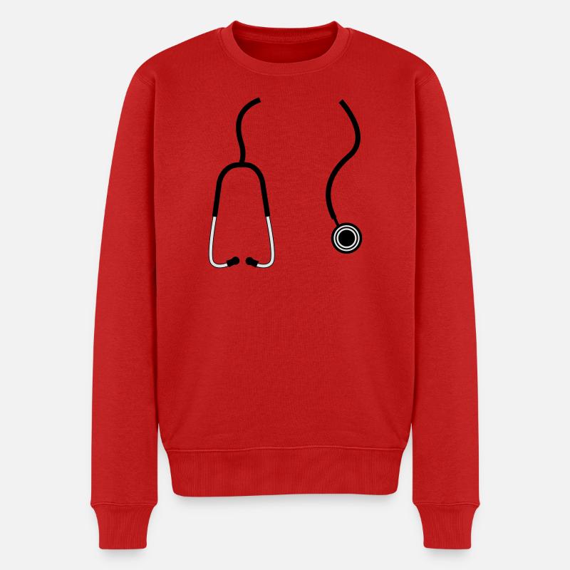 Arzt Stethoskop - Männer Premium Bio Pullover - Rot