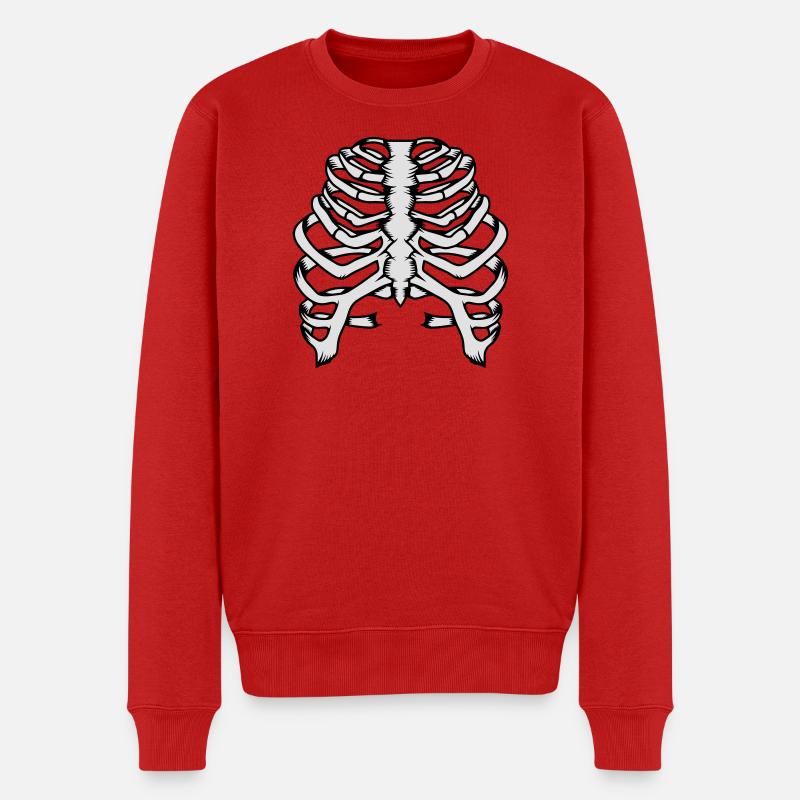 Skelett eines menschlichen Brustkorbs - Männer Premium Bio Pullover - Rot