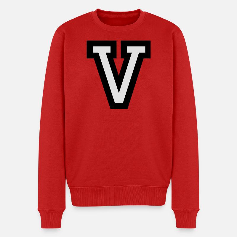 Buchstabe V - Männer Premium Bio Pullover - Rot