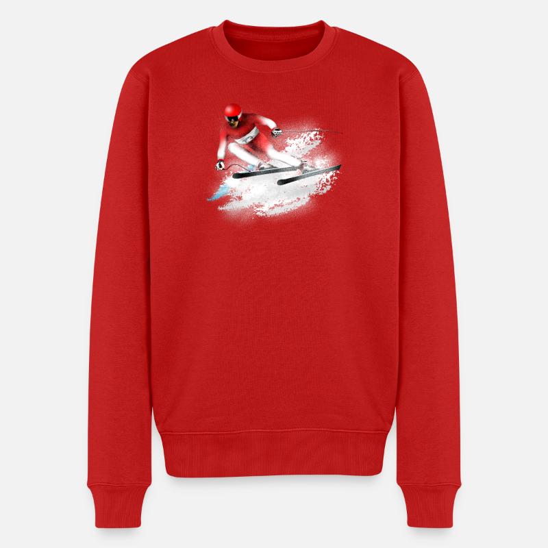 Ski Slalom - Männer Premium Bio Pullover - Rot