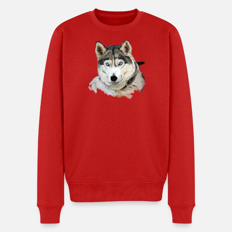 Husky - Männer Premium Bio Pullover - Rot