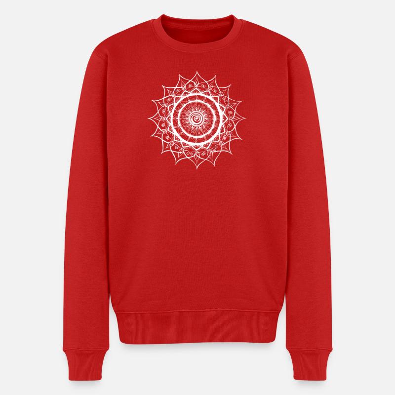 Geometrisches Mandala in Weiß - Männer Premium Bio Pullover - Rot
