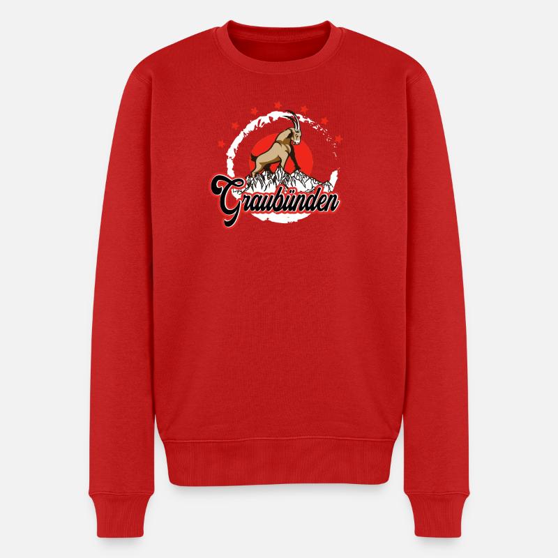 Graubünden Steinbock - Männer Premium Bio Pullover - Rot