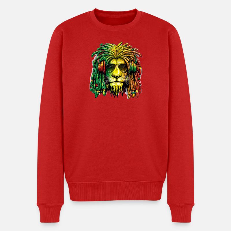 Lion Rasta - Männer Premium Bio Pullover - Rot