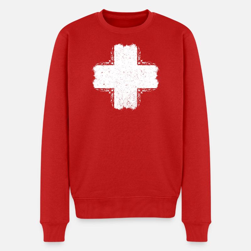 Schweiz / Suisse / Schweizerkreuz - Männer Premium Bio Pullover - Rot