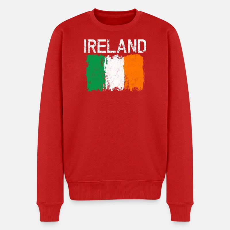 Grunge-Irland-Flaggendesign - Männer Premium Bio Pullover - Rot