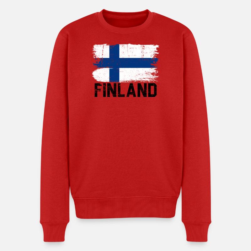 Nordischer Flaggenpinselstrich - Männer Premium Bio Pullover - Rot