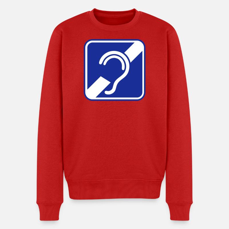 Taub, schwerhörig, Taubheit, Hörverlustzeichen - Männer Premium Bio Pullover - Rot