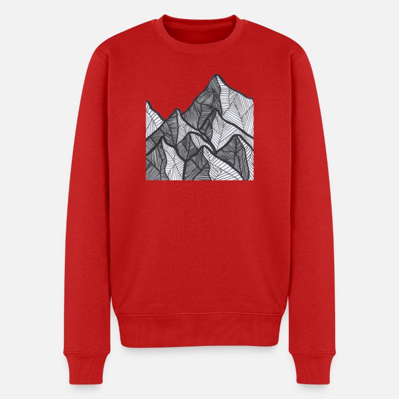 Schwarzweiß Berglinien - Männer Premium Bio Pullover - Rot