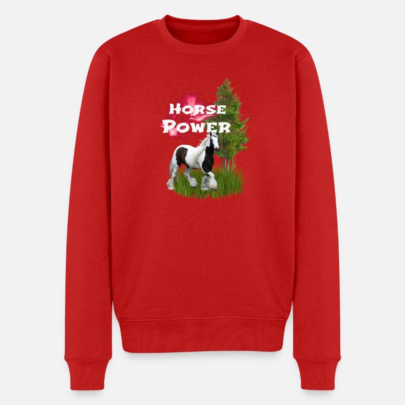 Mächtige Pferde Illustration - Männer Premium Bio Pullover - Rot