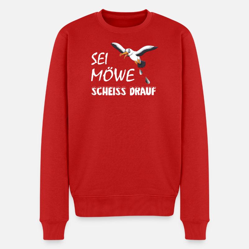 Sei Möwe, scheiss drauf, plattdeutsch Geschenk - Männer Premium Bio Pullover - Rot