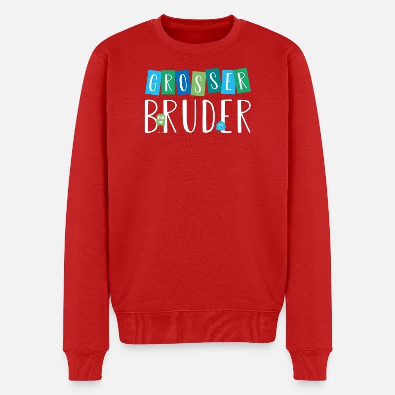 Großer Bruder - Grosser Bruder - Süße Monster - Männer Premium Bio Pullover - Rot