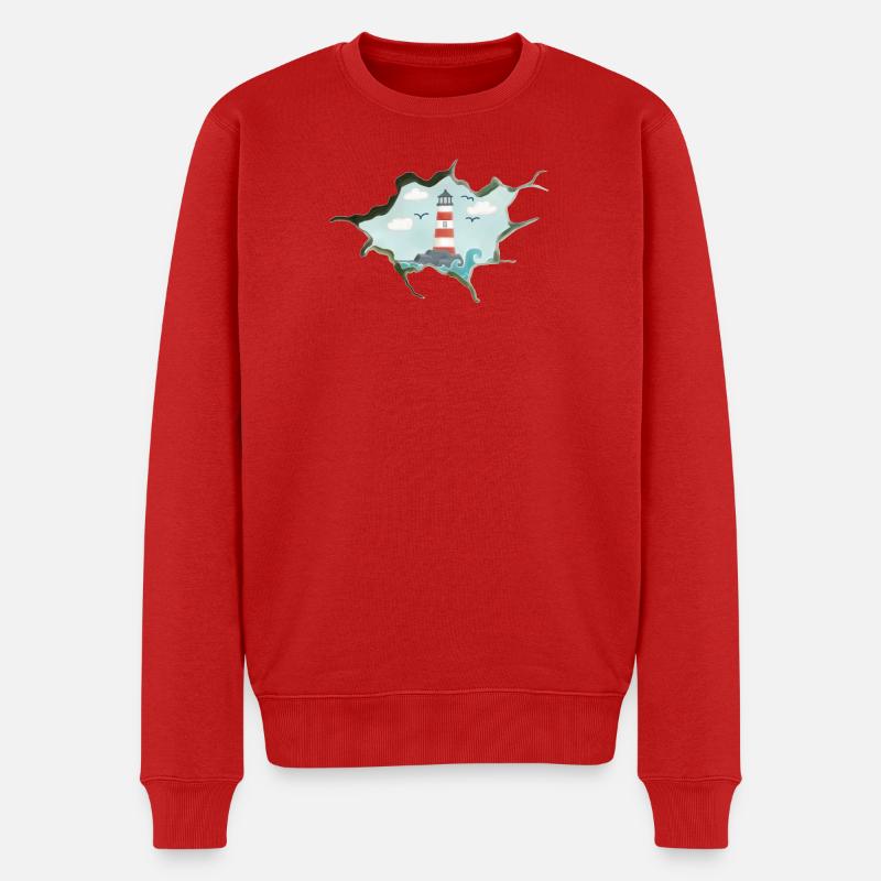 Druchbruch zum Strand - Männer Premium Bio Pullover - Rot