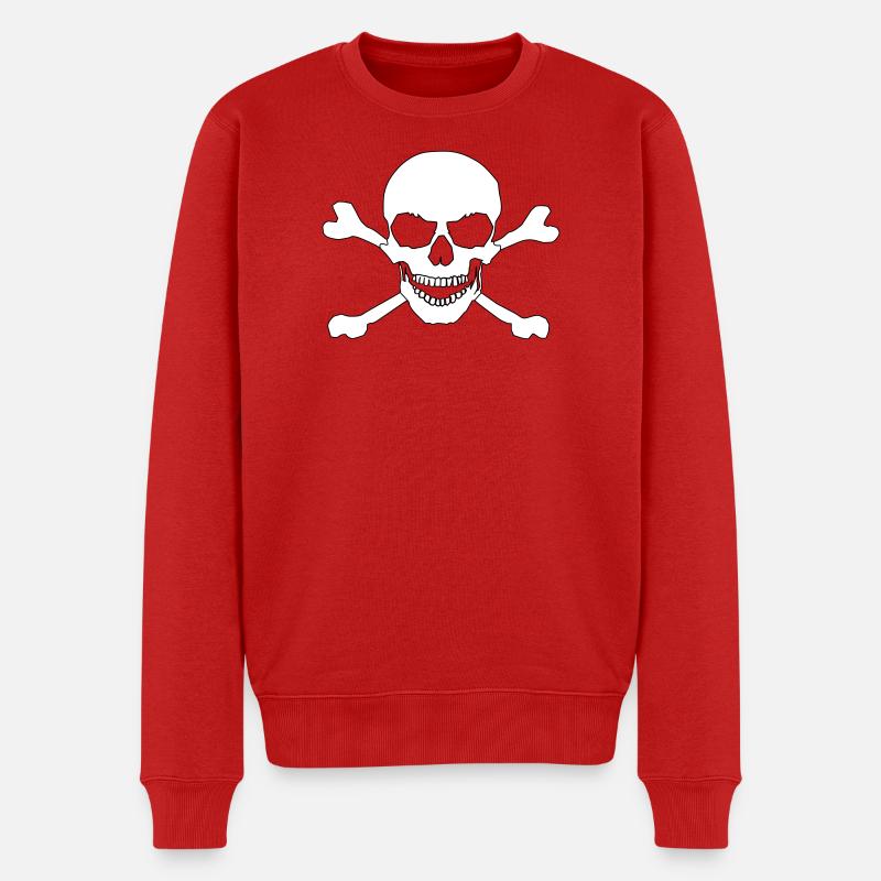 Skull and crossed bones - Männer Premium Bio Pullover - Rot