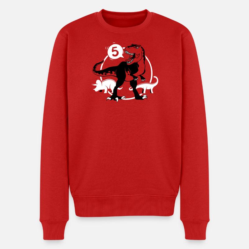 Dinosaurier 5 Jahre T-Shirt - Männer Premium Bio Pullover - Rot