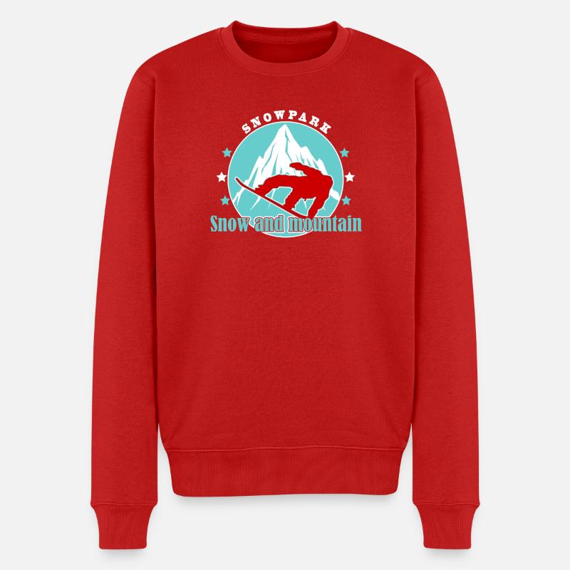 Berg- und Alpinski-Illustration - Männer Premium Bio Pullover - Rot