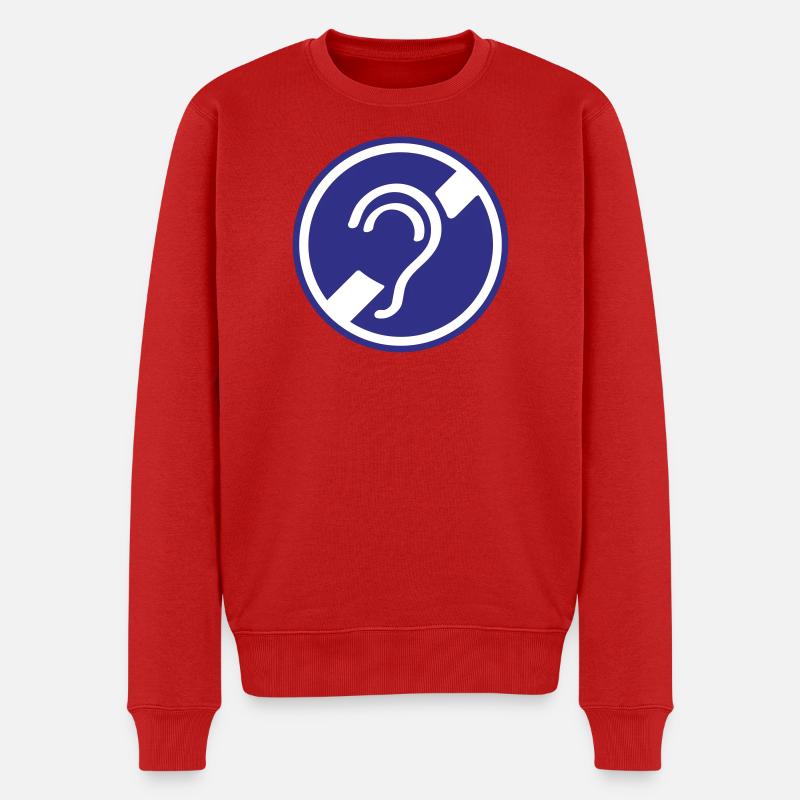 Sourd, malentendant, surdité, signe de perte auditive - Pull Premium bio Homme - rouge
