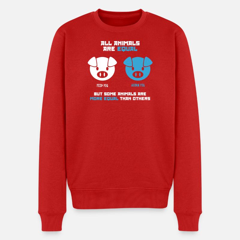 Futterschwein, Eichelschwein (dunkel) - Männer Premium Bio Pullover - Rot