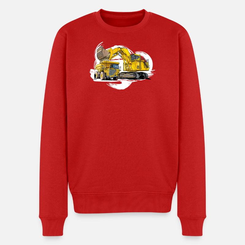 Mega Maschinen auf der Baustelle - Männer Premium Bio Pullover - Rot