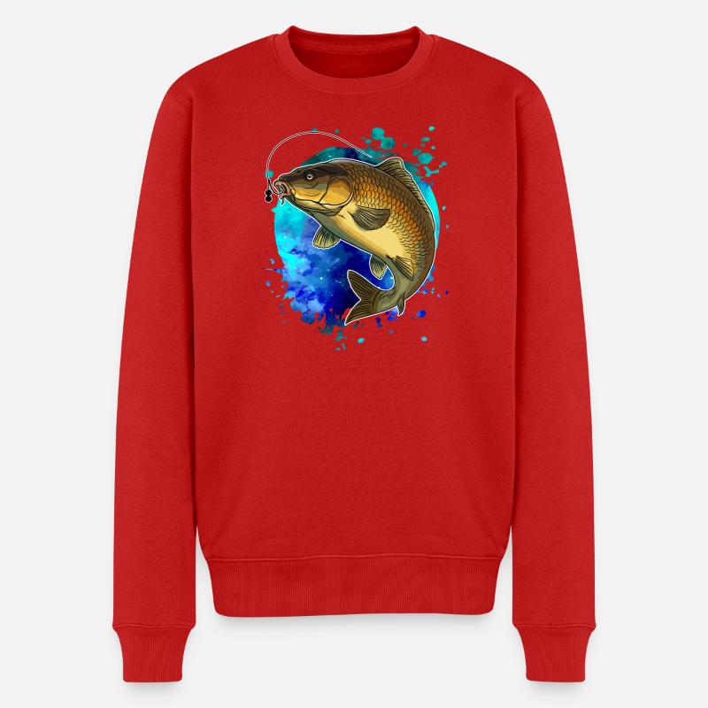 Karpfenangelhemd Splash Art Angler Geschenk - Männer Premium Bio Pullover - Rot