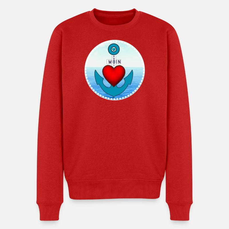 Herzanker am Meer - Männer Premium Bio Pullover - Rot