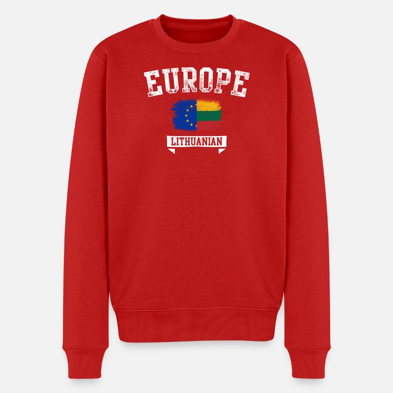 Europe Drapeau de la brosse de Lituanie - Pull Premium bio Homme - rouge
