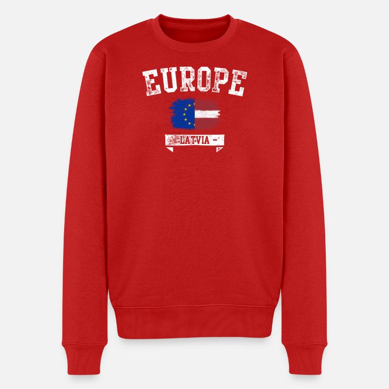 Europe Drapeau de la Lettonie - Pull Premium bio Homme - rouge