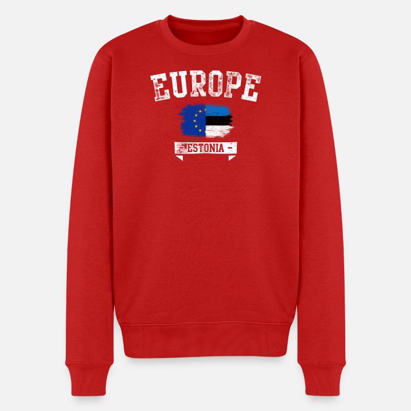 Drapeau eu Estonie Europe - Pull Premium bio Homme - rouge