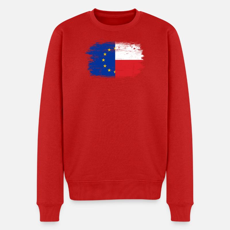 Fusion der EU-Frankreich-Flagge - Männer Premium Bio Pullover - Rot