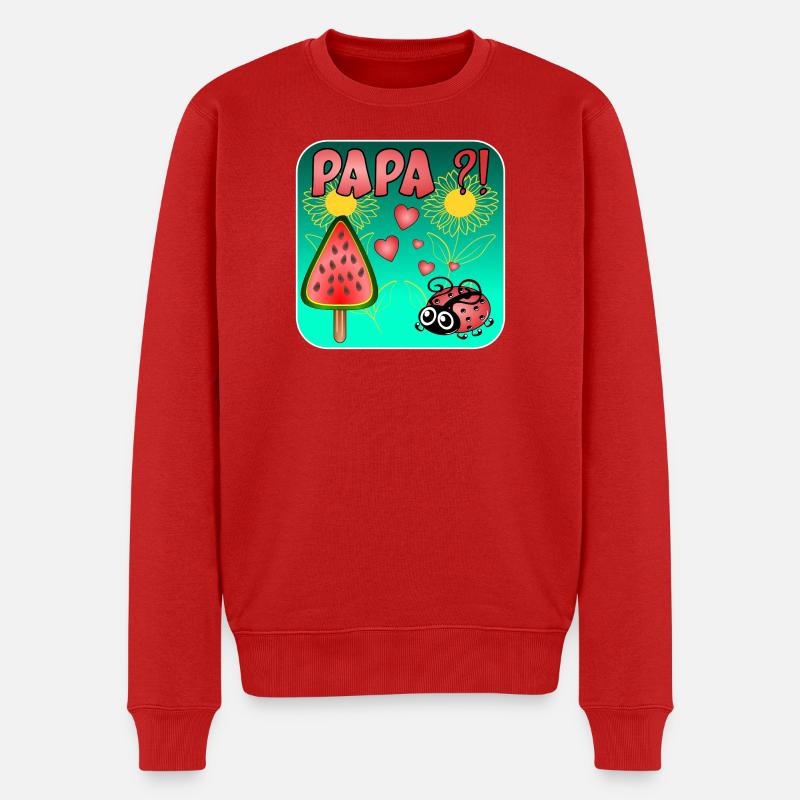Wassermelonen Eiscreme - PAPA MARIENKÄFER - Männer Premium Bio Pullover - Rot