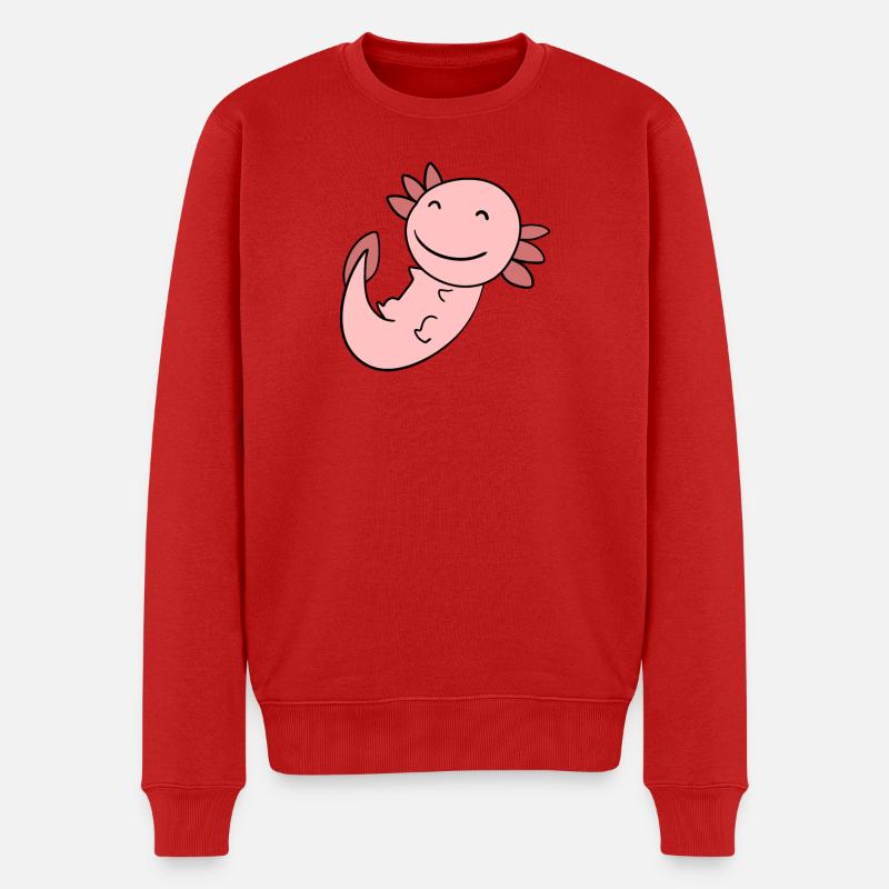Süßes Axolotl Rosa - Männer Premium Bio Pullover - Rot