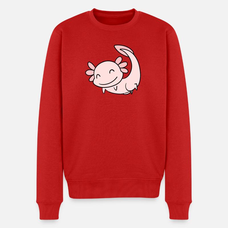 Süßes Axolotl Rosa - Männer Premium Bio Pullover - Rot