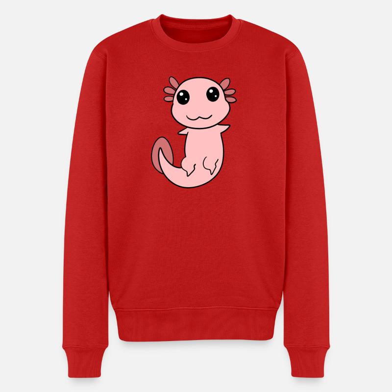 Süßes Axolotl Rosa - Männer Premium Bio Pullover - Rot